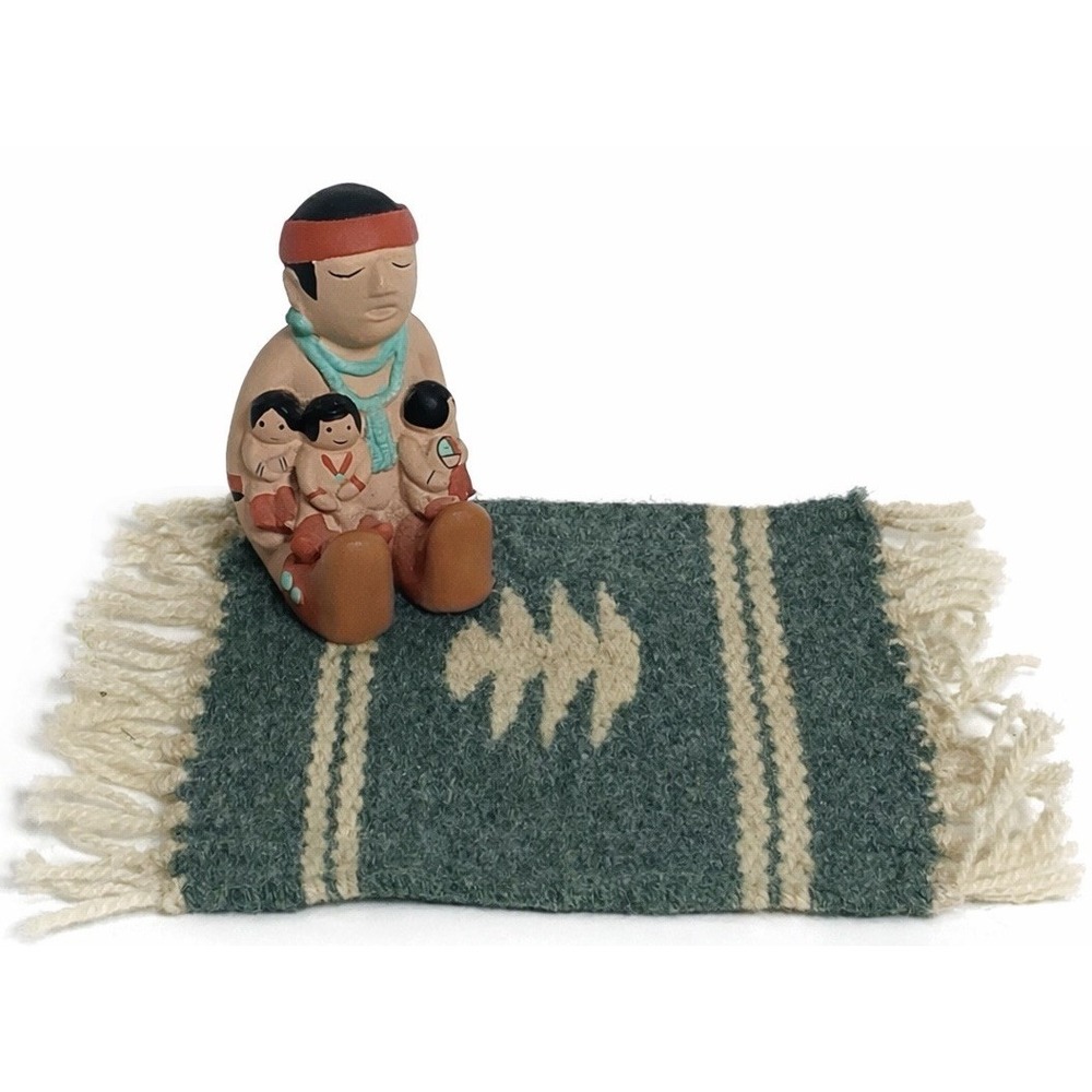 Cleo Teissedre Storyteller Figurine With 3 Children 1986 Signed With Rug